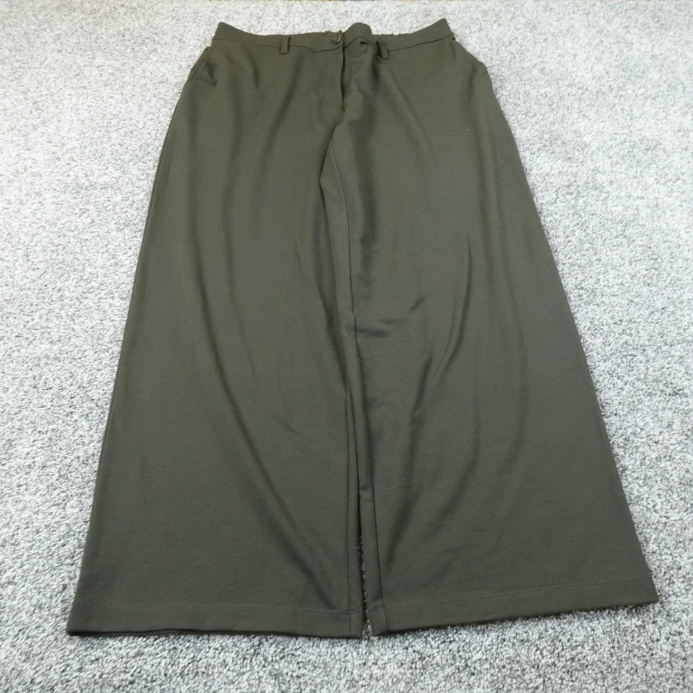 Eileen Fisher Pants Womens XL Green Brown Wide Leg Chino Trouser High Rise Boho